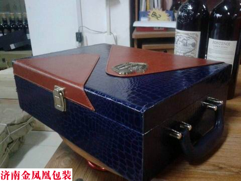红酒纸皮盒双支装 新款高档红酒双支皮盒 红酒包装盒