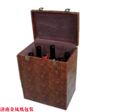 花纹咖啡色六支装红酒皮盒 花纹咖啡色六支装红酒皮盒 红酒包装盒