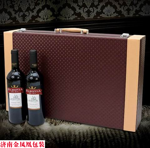 紫色六支装红酒皮盒 高档紫色红酒盒子六支装红酒皮盒 红酒包装盒