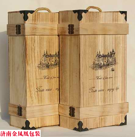 包角烤色木盒 红酒包装盒