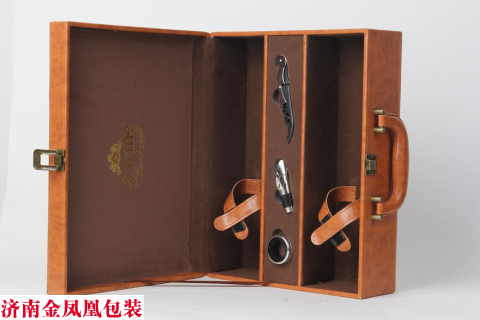 双支加宽皮盒-棕 高档双支皮盒A1 红酒包装盒